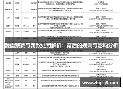魏震禁赛与罚款处罚解析：背后的规则与影响分析